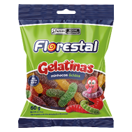 Embalagem do Gomas Minhocas Ácidas Sortidas 60 g embalagem de 60 g - Florestal