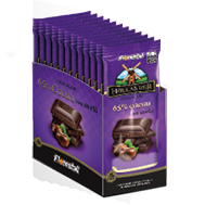 Embalagem do Chocolate Hollander ao Leite 65% Cacau com Avelã display 12 × 80 g (960 g) - Florestal