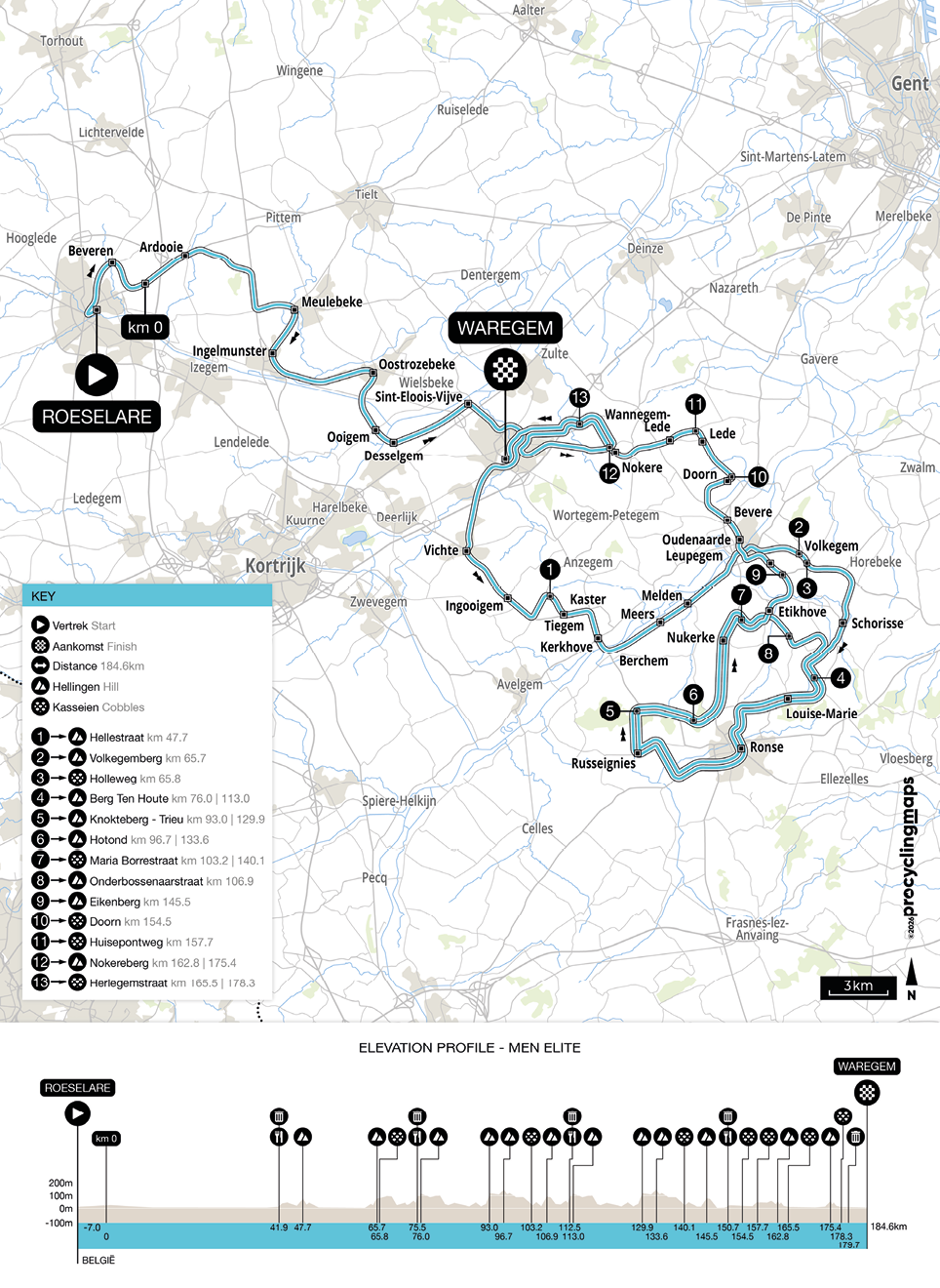 A map of a bike route with a list of towns and distances.

AI generated content