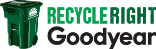 A green recycling bin with the words "Recycle Right" written on it.