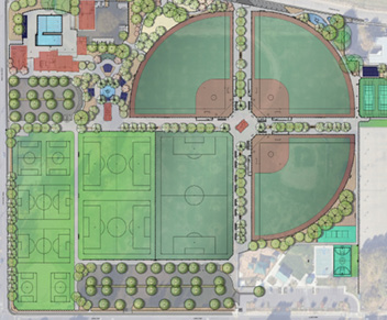 A map of a park with a baseball diamond and a soccer field.

AI generated content