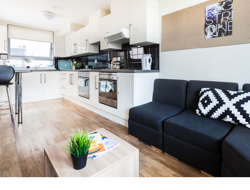 Halls of residence - communal kitchen and seating area