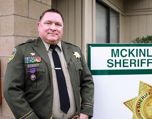 Photo of Lieutenant Kevin Miller wearing his purple heart ribbon.