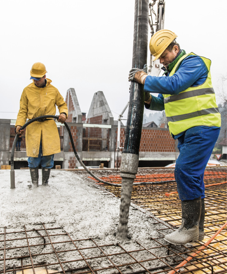 Aerial view of construction worker in construction site.