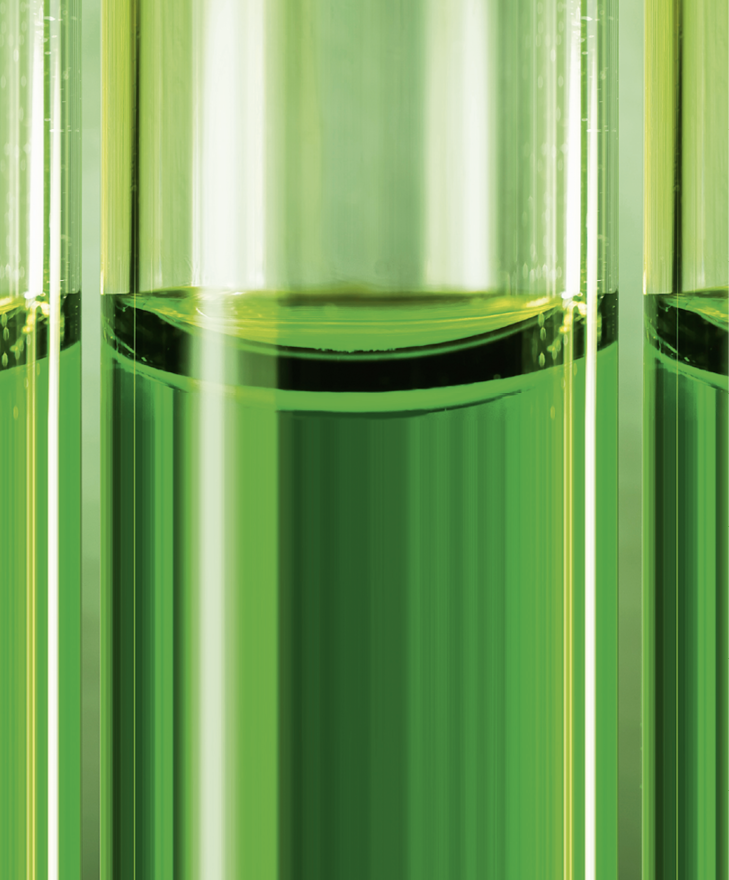 Chemical tubes with reaction formula in light - Image.