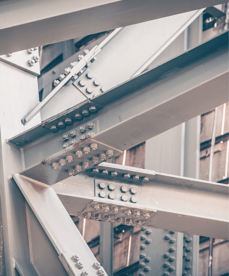 Steel Bridge frame close up. Toned image.