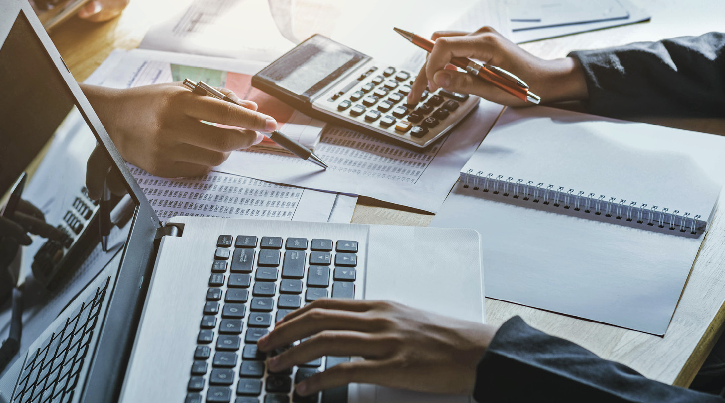 Teamwork business woman accounting concept financial in office.