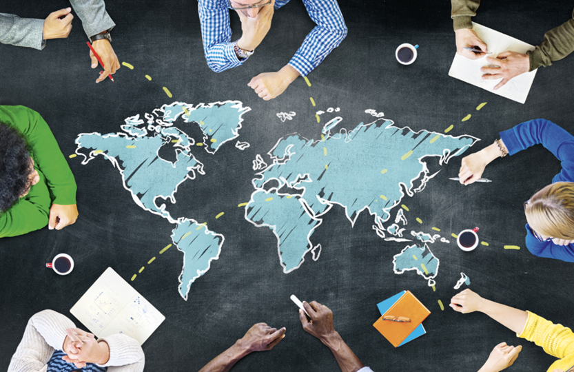 Group of People Blackboard Global Communications Concept.