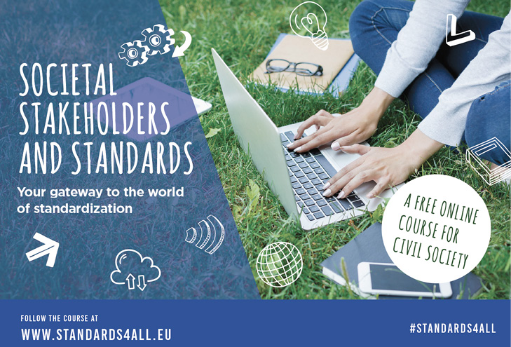 Teaser for the eLearning course for societal stakeholders “Standards for all”.
