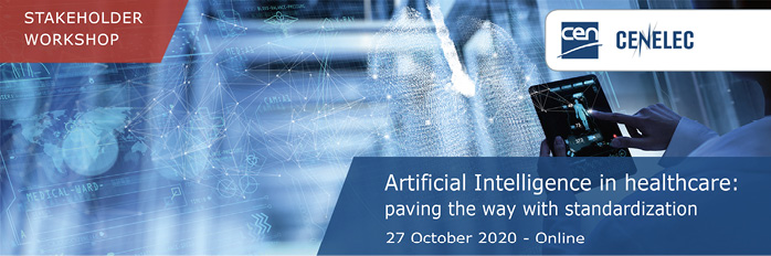 Banner of the Stakeholder Workshop on Artificial Intelligence in healthcare, 27 October 2020.