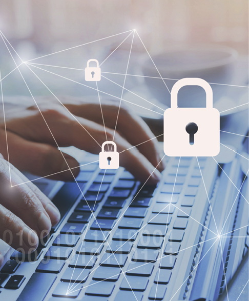 Internet security and data protection concept, blockchain and cybersecurity.