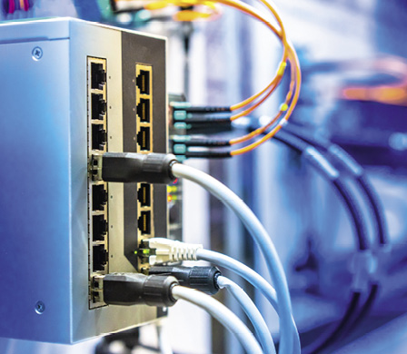 Electrical Circuits. The electric wire behind the control board with lighting effect,Industrial Electrical Concept. Wiring PLC Control panel with wires industrial factory.