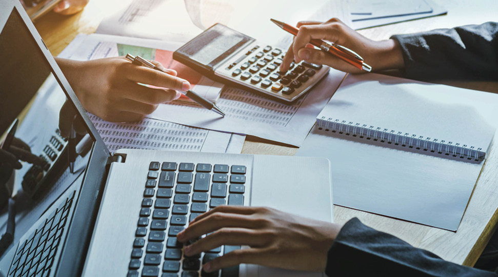 Teamwork business woman accounting concept financial in office.