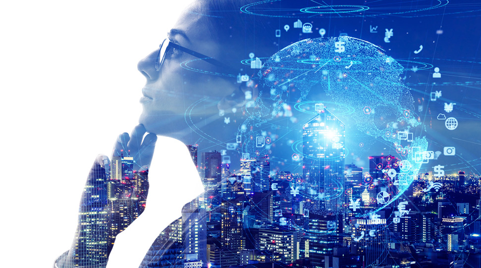 AI (Artificial Intelligence) concept. Communication network.