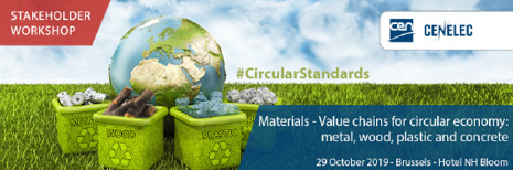 Banner event Materials in the value chains for circular economy of 29 October 2019.