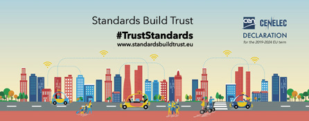 Banner for Declaration "Standards Build Trust" with hashtag #truststandards.