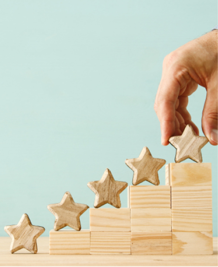 Concept image of setting a five star goal. increase rating or ranking, evaluation and classification idea.