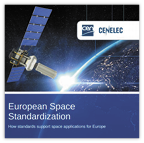 Cover of brochure "From space to earth & back: how standards support space applications for Europe".