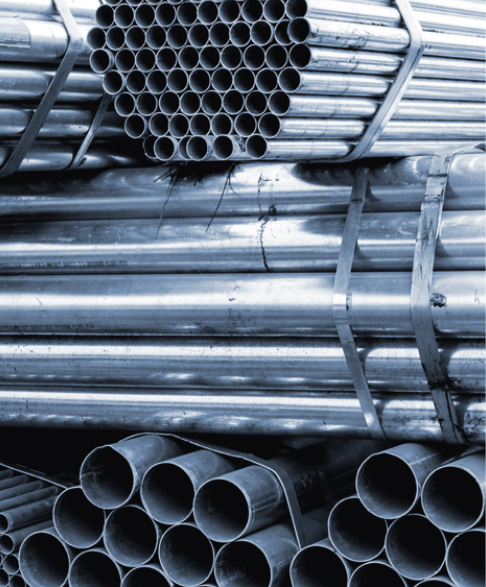 Cylindrical steel pipe.