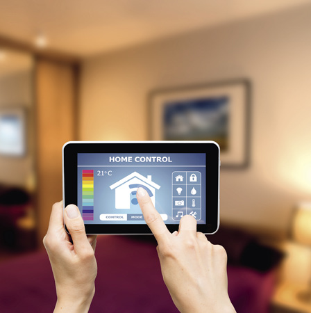 Remote home control system on a digital tablet or phone.